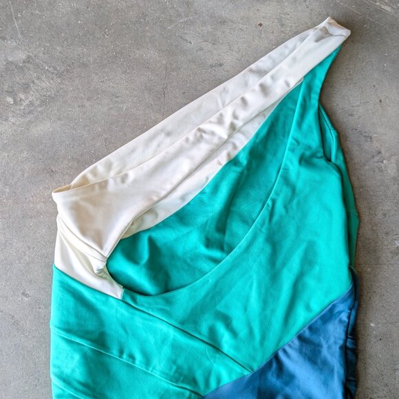 Summersalt The Sidestroke One-Piece One-Shoulder Swimsuit Green Blue size 6 - Picture 6 of 7